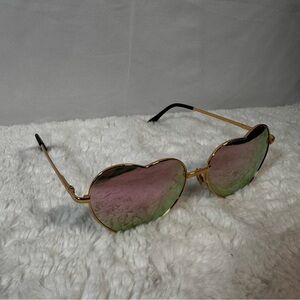 Heart-Shaped Gold and Pink Sunglasses 🩷
